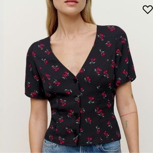 Reformation Cherry Print Janet Top, Size 6 🍒